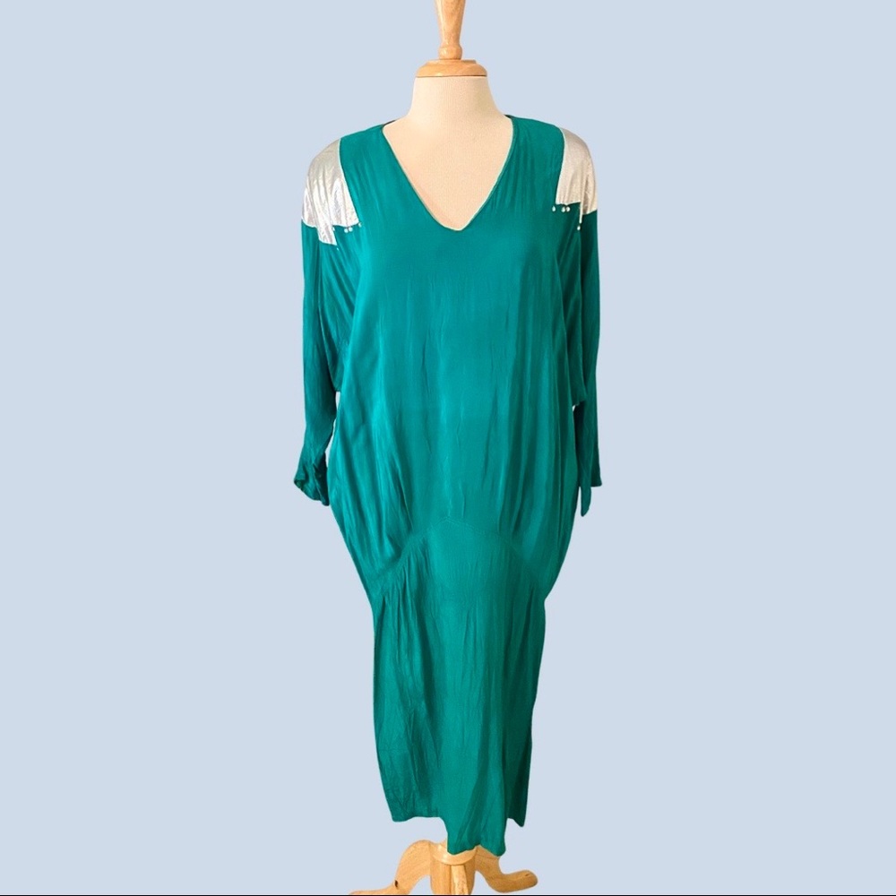 Vintage 1980s Star Shoulder Drop Waist Dress